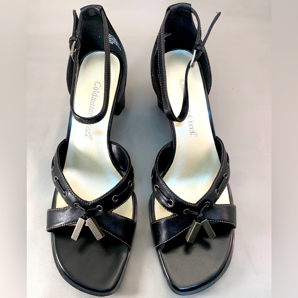 Coldwater Creek Women’s Crossover Stitch Wedge, Black, Size 6.5